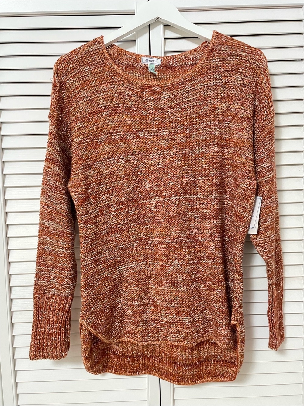 NWT Susina Nordstrom Rack Women’s M Orange Rust Sweater L/S High Low Fall Autumn